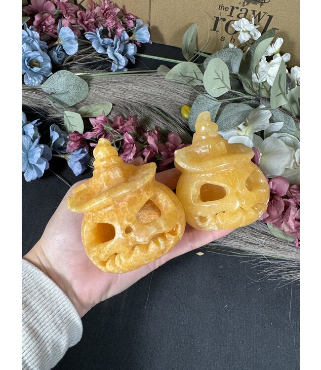 Orange Calcite Evil Magic Jack O'Lantern Large