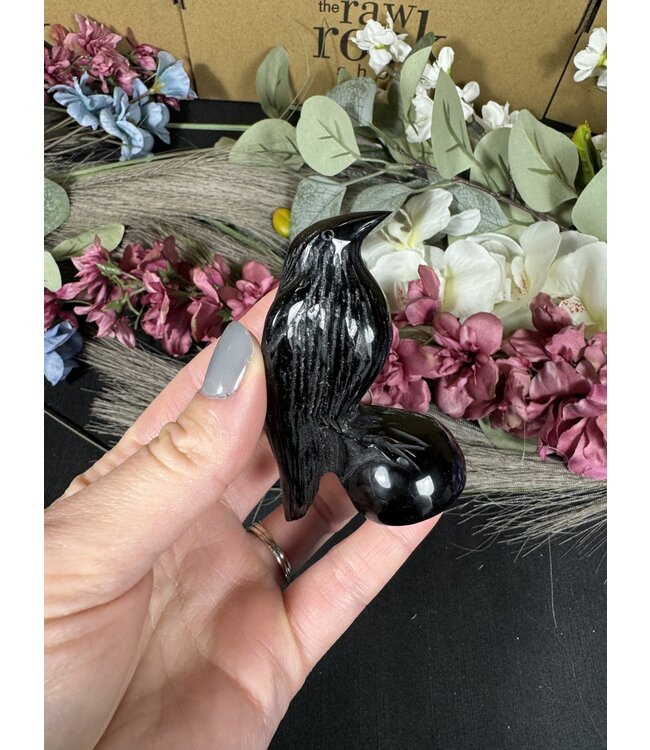 Black Obsidian Raven Carving Style 3