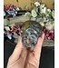 Moss Agate with Fluorite Skull #12, 472gr