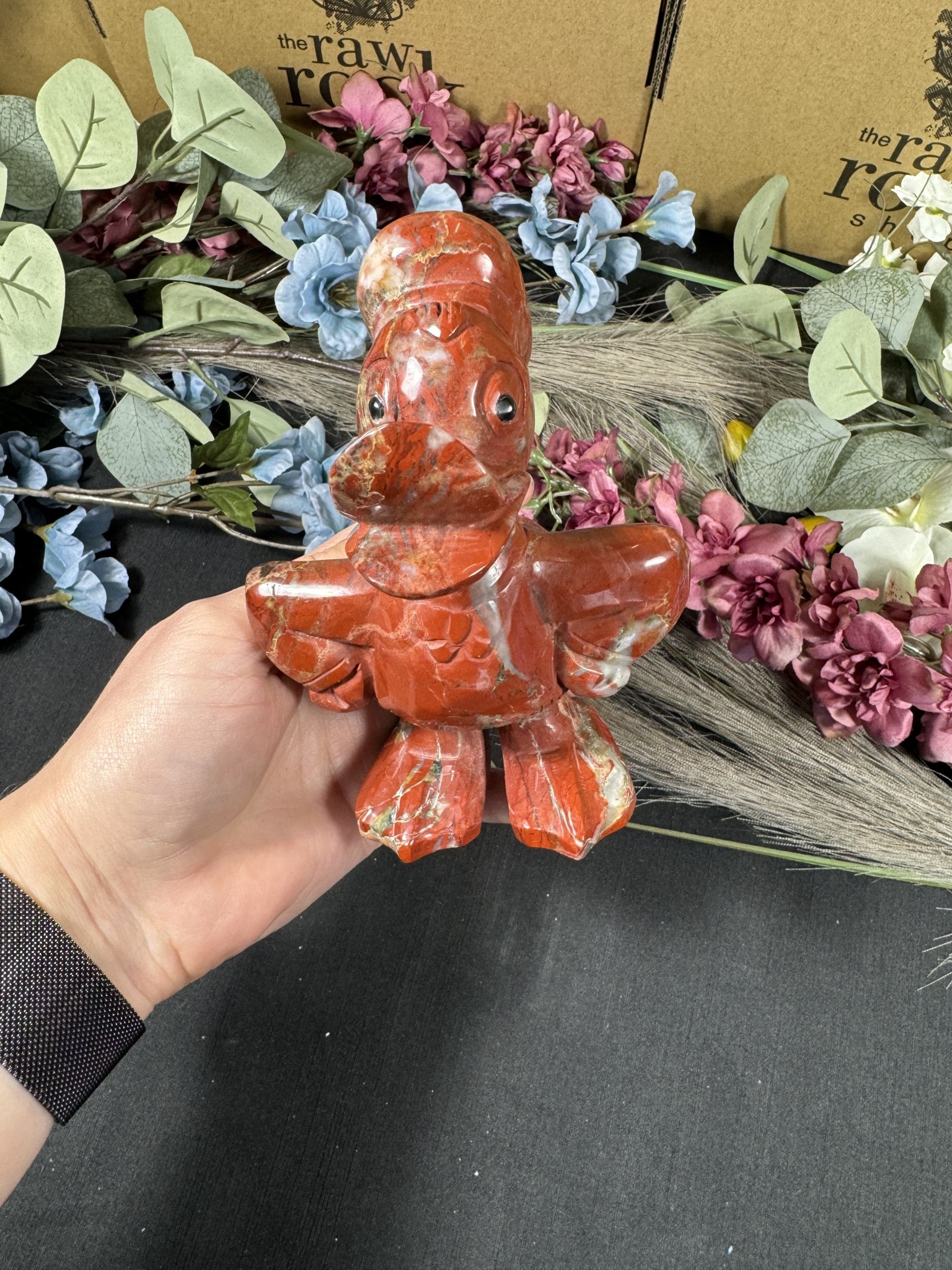 Red Jasper Donald Duck Carving The Raw Rock Shop Inc.