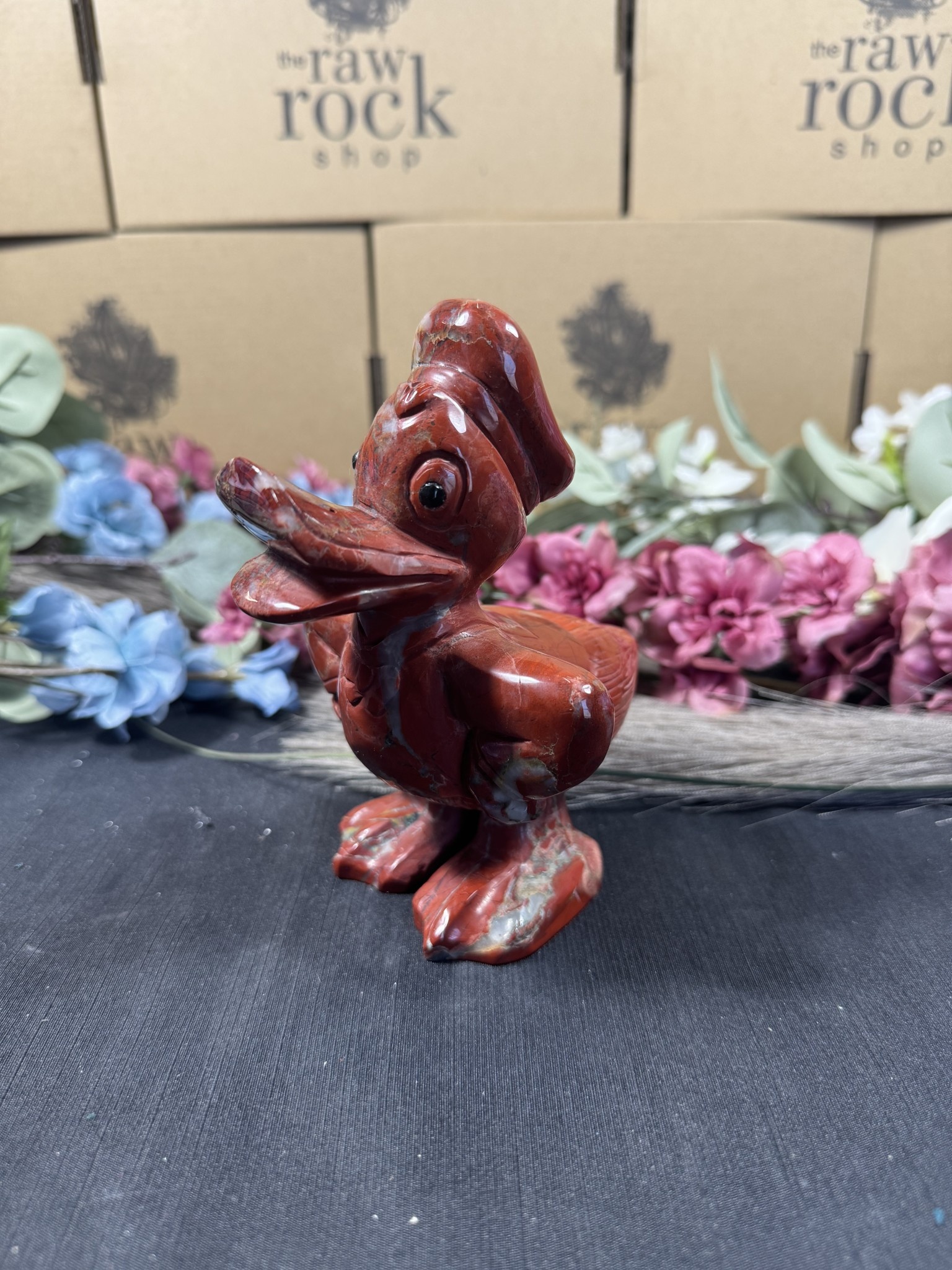 Red Jasper Donald Duck Carving The Raw Rock Shop Inc.
