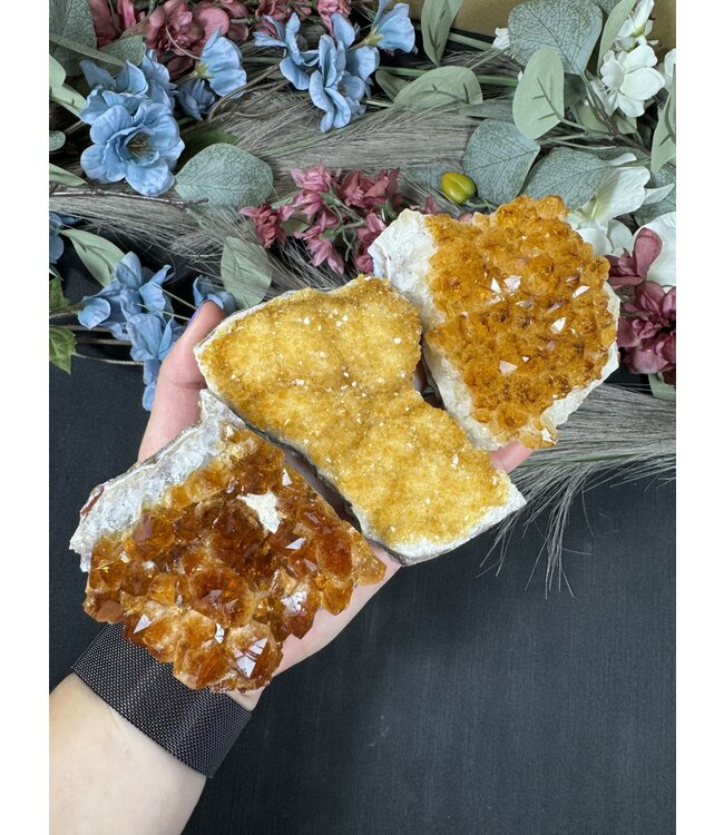 Citrine HT Druzy Clusters Size 4 [300-399gr]
