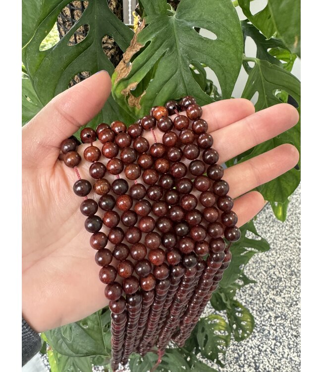 Rosewood, Burmese, Beads Polished 15.5" Strand 6mm 8mm