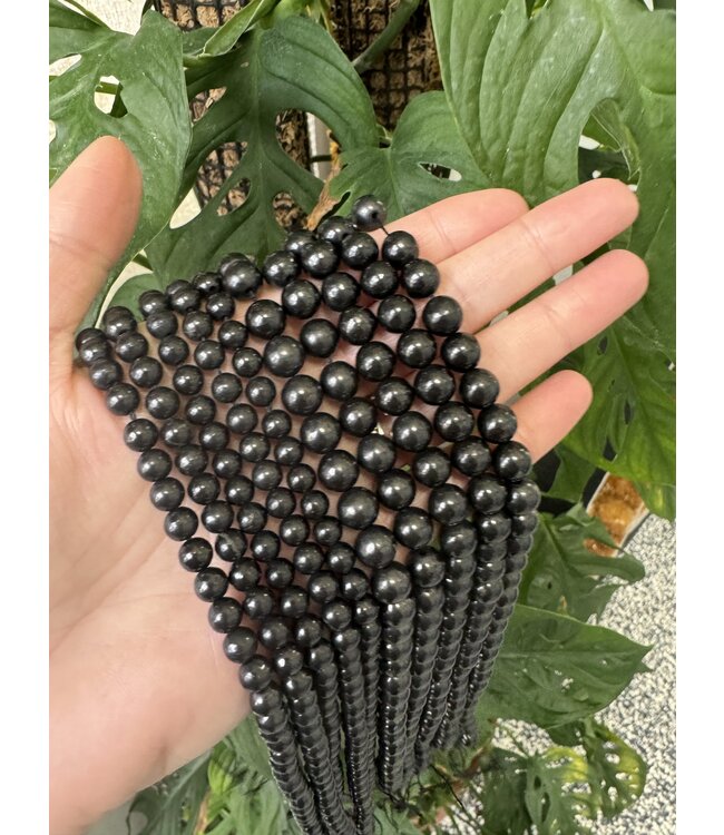 Shungite Beads Polished 15" Strand 6mm 8mm