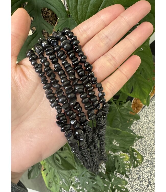 Shungite Chip Beads Polished 15" Strand