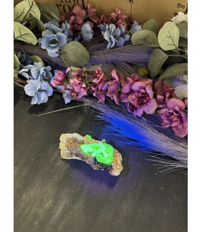 Hyalite Opal with Black Tourmaline/Smoky Quartz #22, 158gr