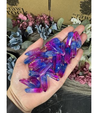 X-Small Polished Aura Quartz Naturally Terminated Points, Blue Purple 100gr/500gr Bulk Pack