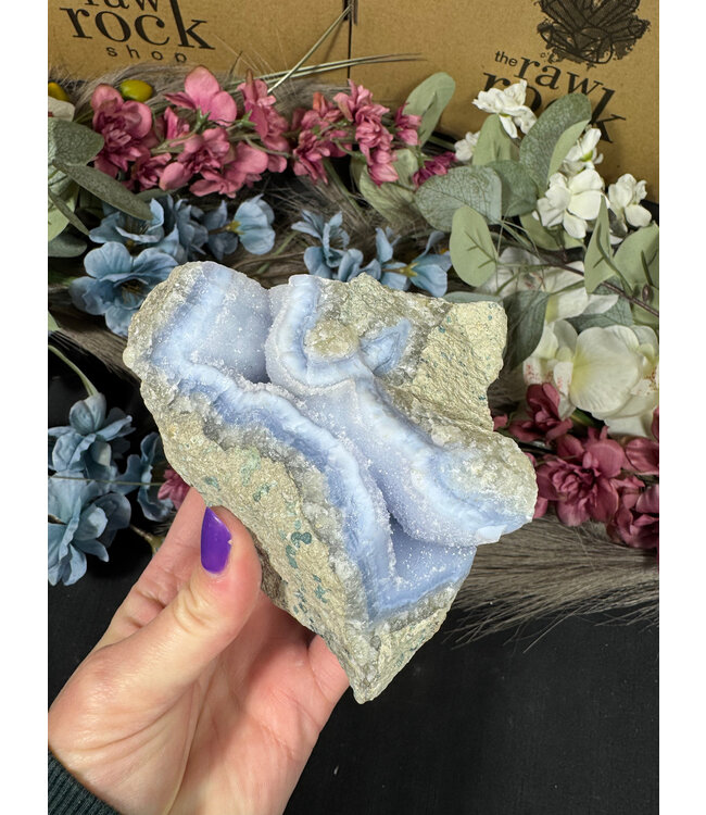 Blue Lace Agate Raw Geode #616, 746gr