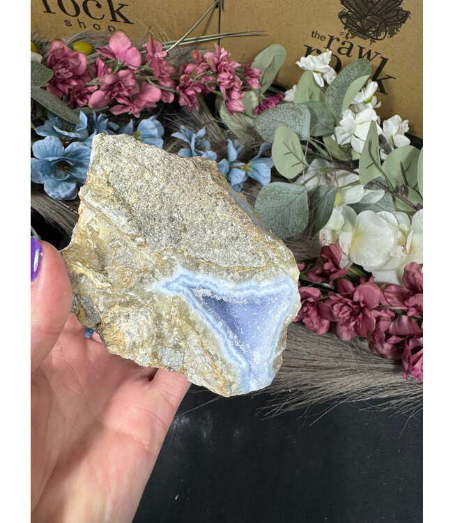 Blue Lace Agate Raw Geode #617, 610gr