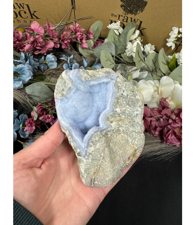Blue Lace Agate Raw Geode #619, 638gr