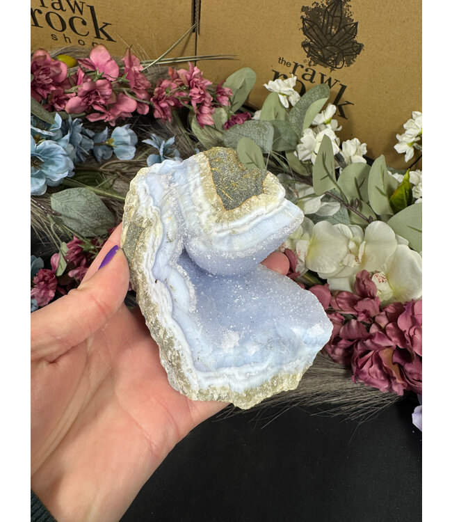 Blue Lace Agate Raw Geode #623, 474gr