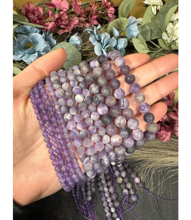 Dream Amethyst/Chevron Amethyst Beads Frosted/Matte 15" Strand 4mm 6mm 8mm