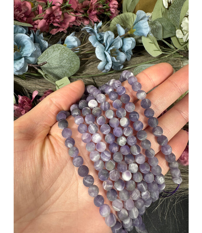 Dream Amethyst/Chevron Amethyst Beads Frosted/Matte 15" Strand 4mm 6mm 8mm