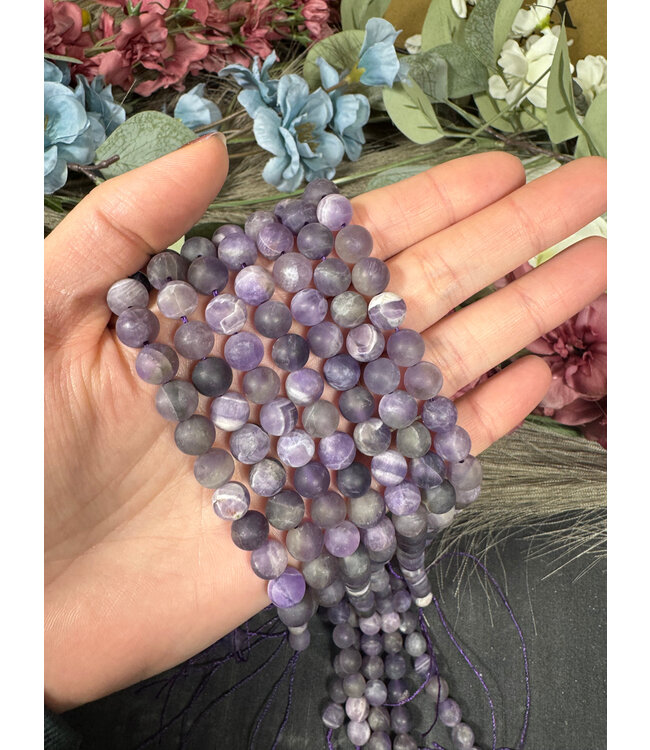 Dream Amethyst/Chevron Amethyst Beads Frosted/Matte 15" Strand 4mm 6mm 8mm