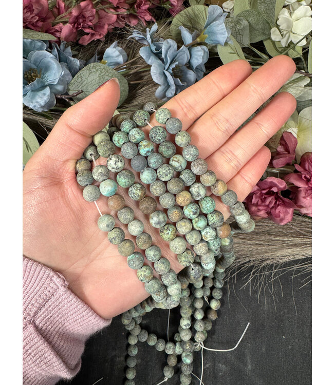 African Turquoise Beads Frosted/Matte 15" Strand 6mm 8mm