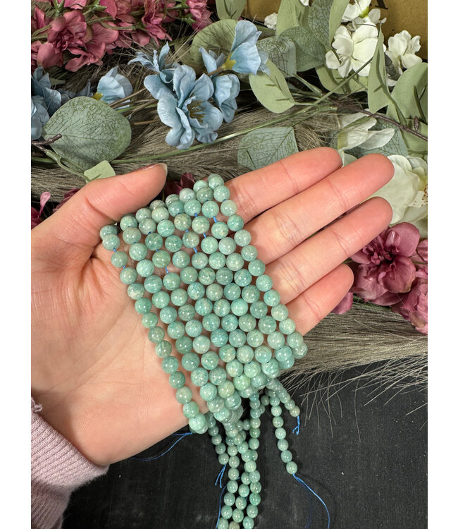 Blue Amazonite Beads Polished 15" Strand 6mm 8mm