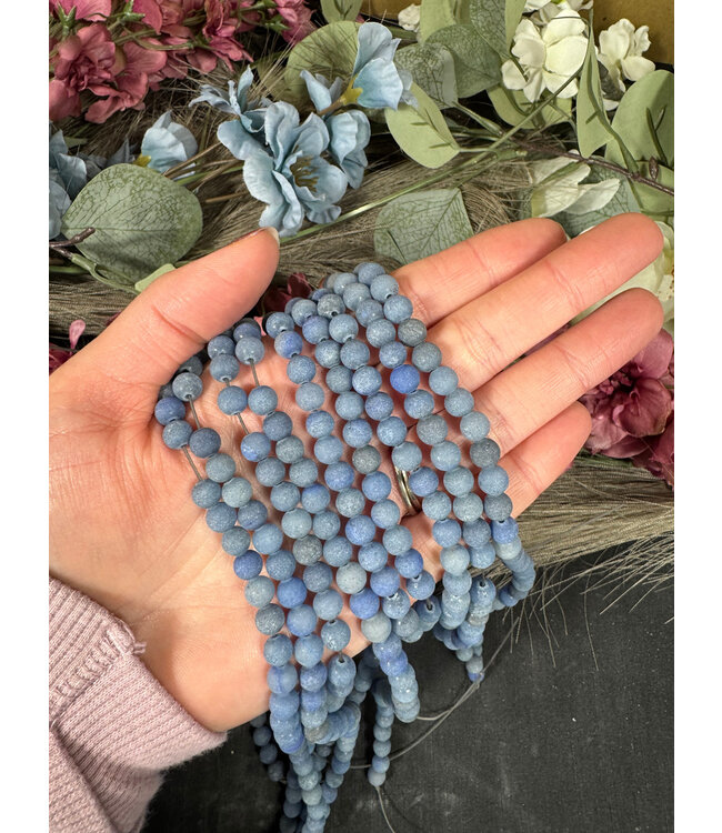 Blue Aventurine Beads Frosted/Matte 15" Strand 6mm 8mm