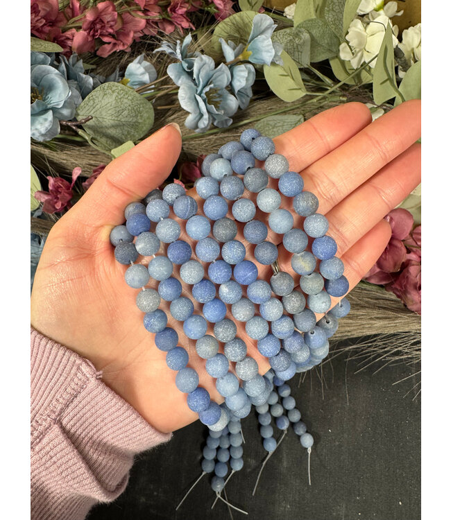 Blue Aventurine Beads Frosted/Matte 15" Strand 6mm 8mm