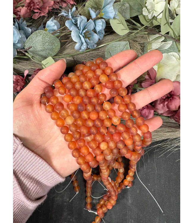 Carnelian Beads Frosted/Matte 15" Strand 6mm 8mm