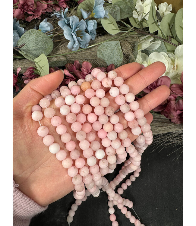 Cherry Blossom Jasper Beads Frosted/Matte 15" Strand 6mm 8mm