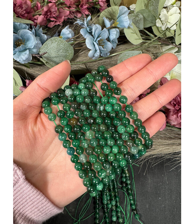 Emerald Quartz Beads Polished 15.5" Strand 6mm 8mm