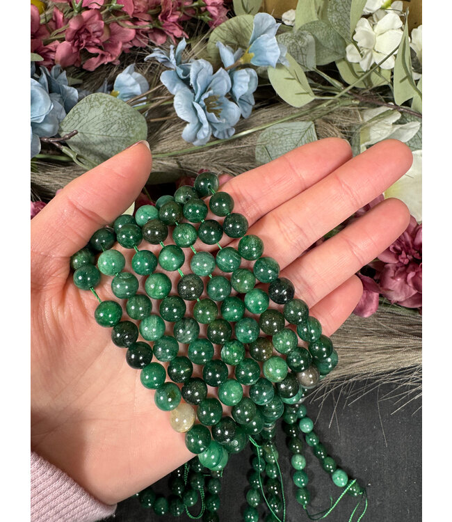 Emerald Quartz Beads Polished 15.5" Strand 6mm 8mm