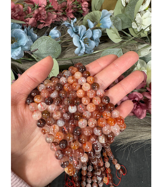 Fire Quartz Beads Polished 15" Strand 6mm 8mm