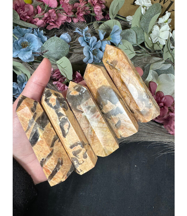 Peach Moonstone with Smoky Quartz Point, Size X-Large [100-124gr]