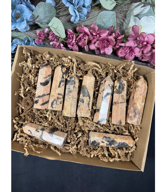 Peach Moonstone with Smoky Quartz Point 1KG bulk lot