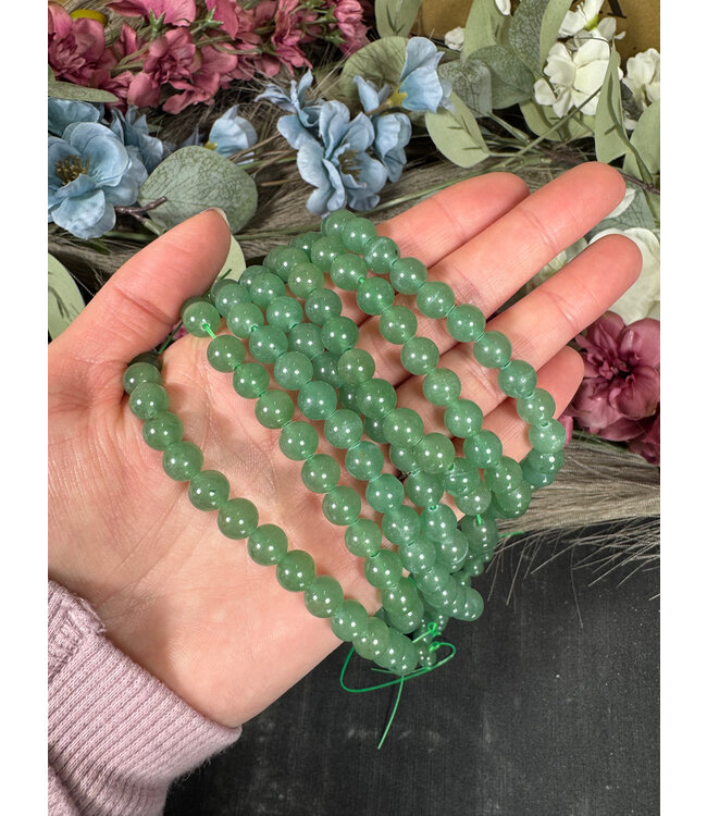 Green Aventurine Beads Polished 15" Strand 6mm 8mm