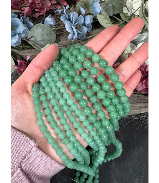 Green Aventurine Beads Frosted/Matte 15" Strand 6mm 8mm