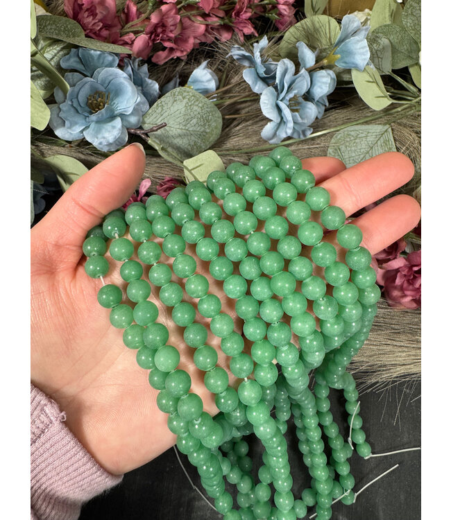 Green Aventurine Beads Frosted/Matte 15" Strand 6mm 8mm