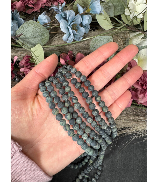Kambaba Jasper Beads Frosted/Matte 15" Strand 6mm 8mm