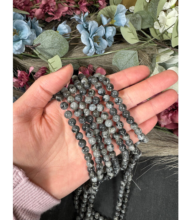 Larvikite Beads Polished 15" Strand 6mm 8mm