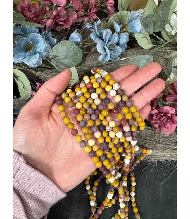 Mookaite Jasper Beads Frosted/Matte 15" Strand 6mm 8mm