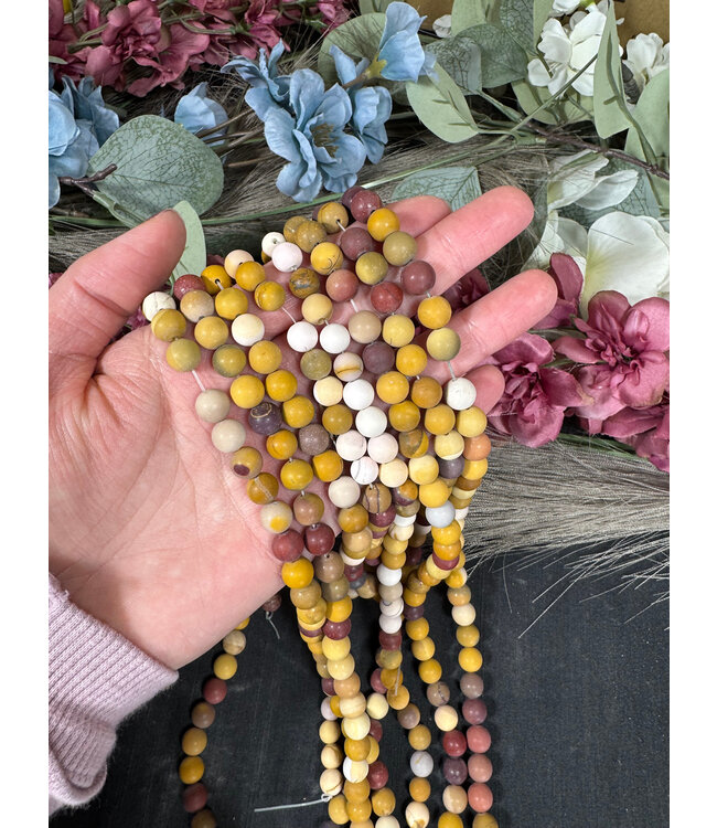 Mookaite Jasper Beads Frosted/Matte 15" Strand 6mm 8mm