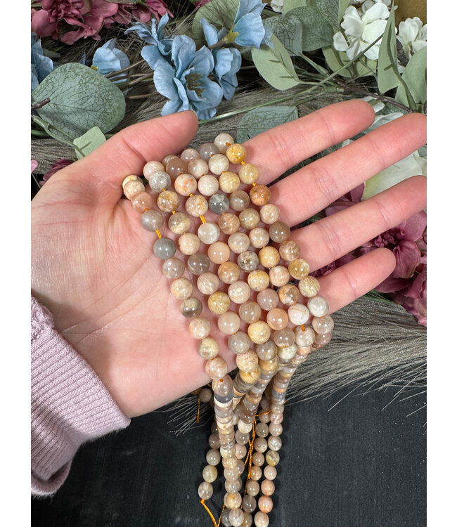 Peach Moonstone Beads Polished 15.5" Strand 4mm 6mm 8mm