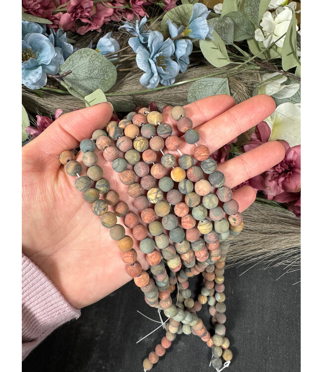 Picasso Jasper Beads Frosted/Matte 15" Strand 6mm 8mm