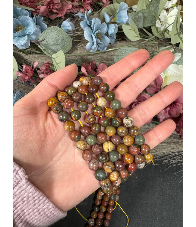 Picasso Jasper Beads Polished 15" Strand 6mm/8mm