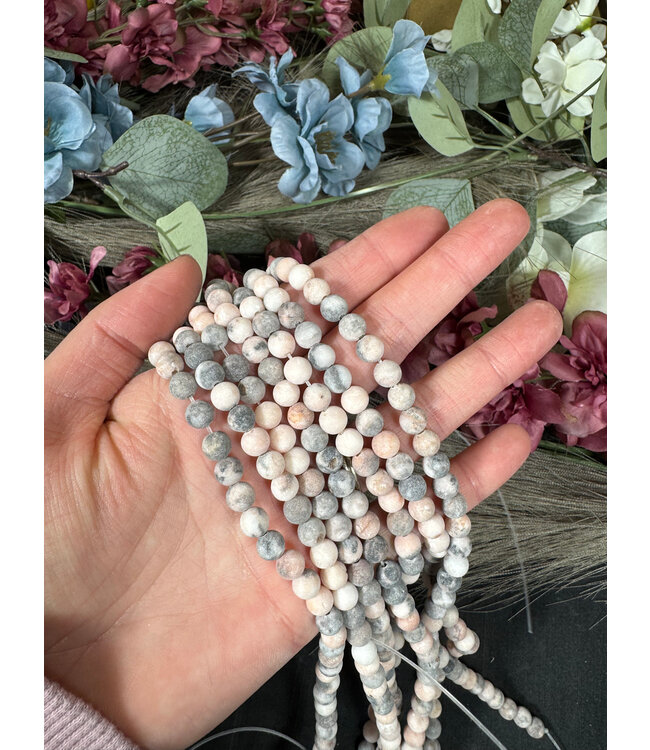 Pink Zebra Jasper Beads Frosted/Matte 15" Strand 4mm 6mm 8mm