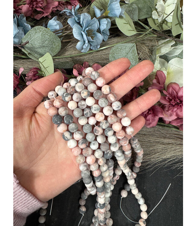 Pink Zebra Jasper Beads Frosted/Matte 15" Strand 4mm 6mm 8mm