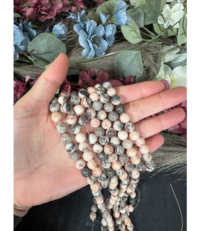 Pink Zebra Jasper Beads Polished 15" Strand 4mm 6mm 8mm