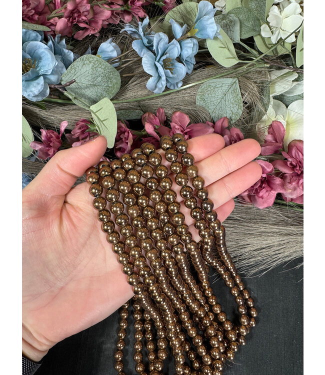 Red Copper Hematite Beads Electroplated 15" Strand 4mm 6mm 8mm