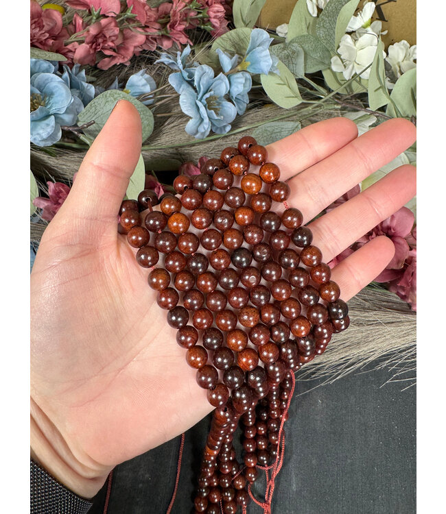 Rosewood, Burmese, Beads Polished 15.5" Strand 6mm 8mm