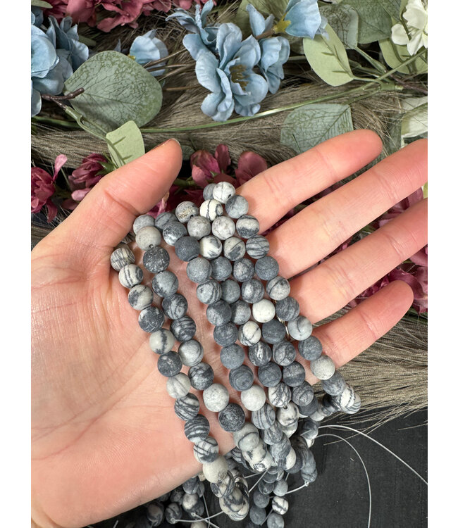 Silk Stone Beads Frosted/Matte 15" Strand 6mm 8mm