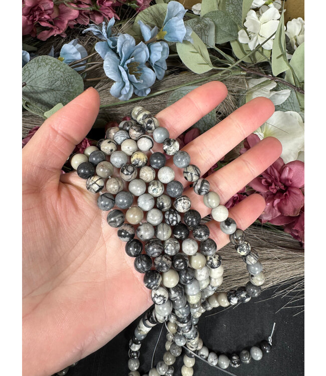 Silk Stone Beads Polished 15" Strand 6mm 8mm