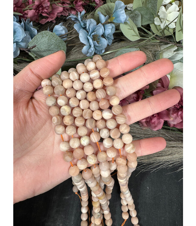 Sunstone Beads Grade A Frosted/Matte 15" Strand 6mm 8mm