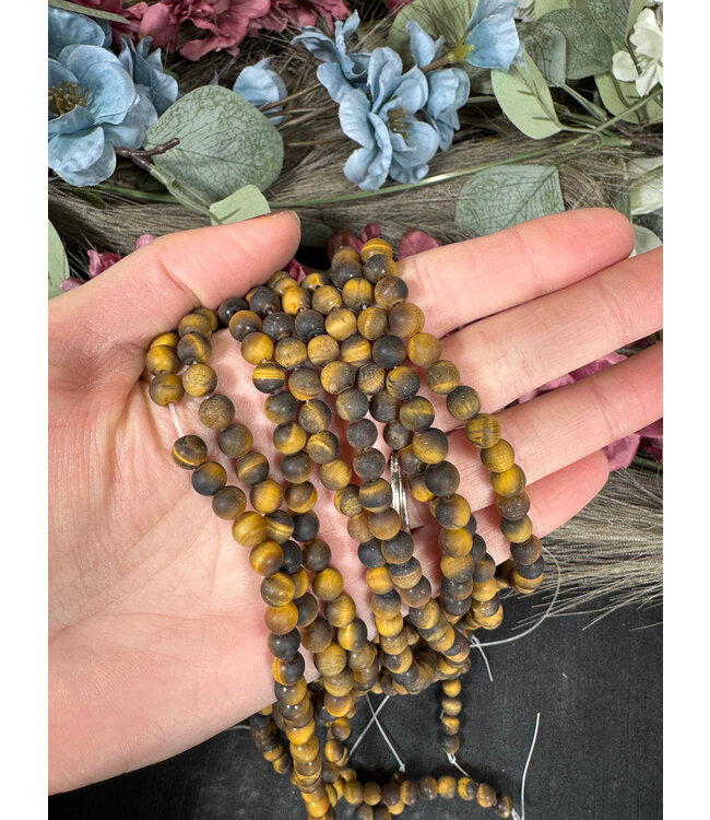 Tiger Eye Beads Frosted/Matte 15" Strand 4mm 6mm 8mm