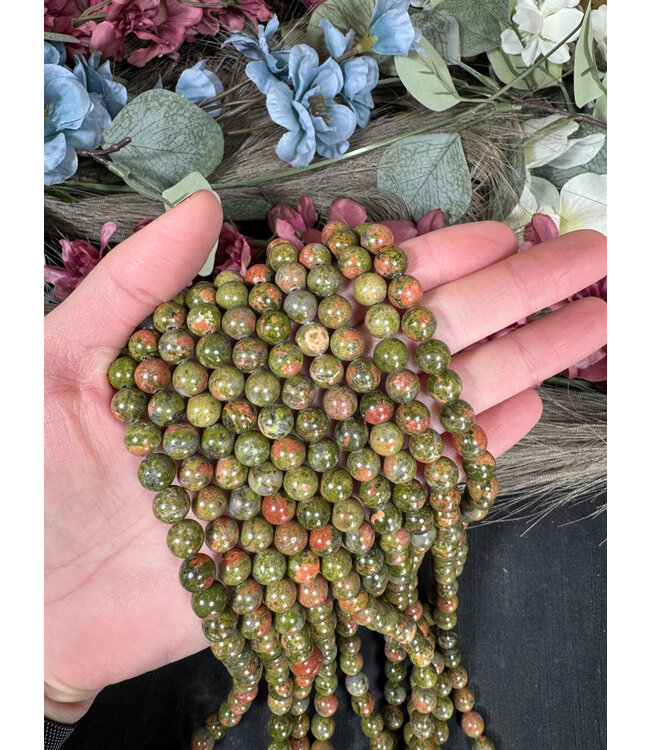 Unakite Beads Polished 15.5" Strand 6mm 8mm