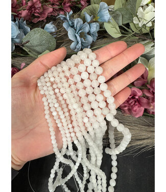 White Jade Beads Frosted/Matte 15" Strand 4mm 6mm 8mm